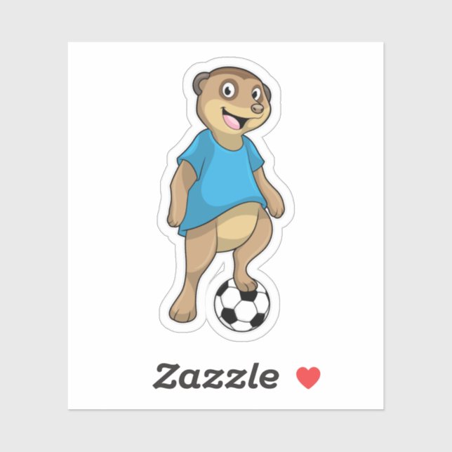 Sticker Meerkat comme joueur de football avec Soccer (Feuille)