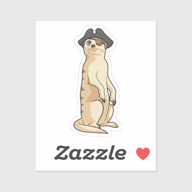 Sticker Meerkat comme Pirate avec casquette pirate (Feuille)