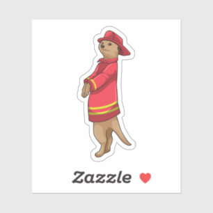 Sticker Meerkat en tant que pompier avec casque