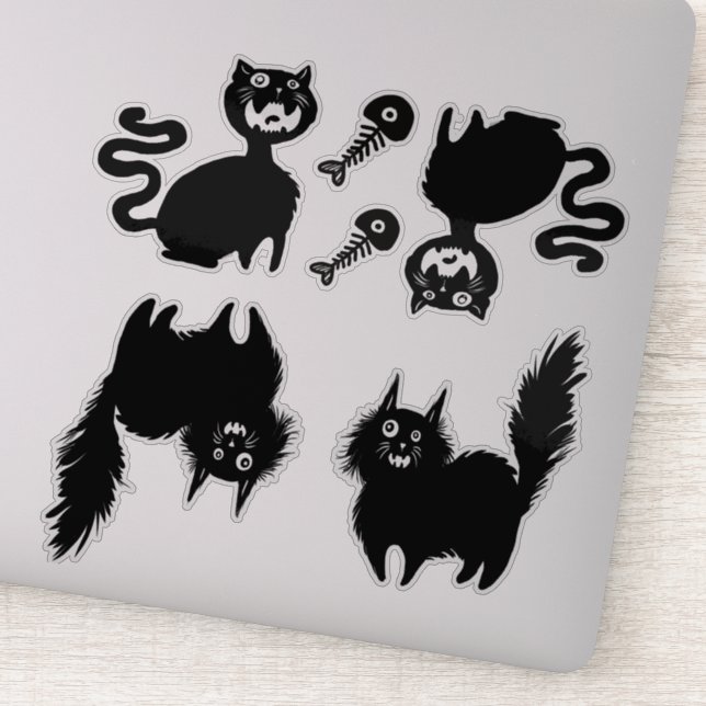 Sticker Méfiez-vous des chats affamés (Détail)