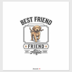 Sticker Meilleur ami Alfie Conception amateur de chien vin
