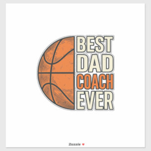 Sticker Meilleur Coach Papa Ever Basket Vintage Vector Des