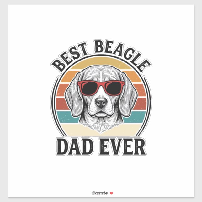 Sticker Meilleur papa Beagle de tous les temps Design de t (Feuille)