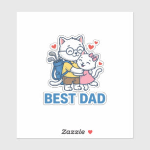 Sticker Meilleur Papa Golf Chat Câlin Mignon Design Vector