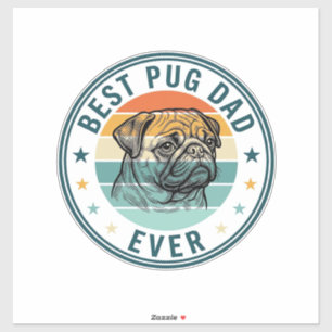 Sticker Meilleur Papa Pug Ever Vintage Gravure T-Shirt Chi