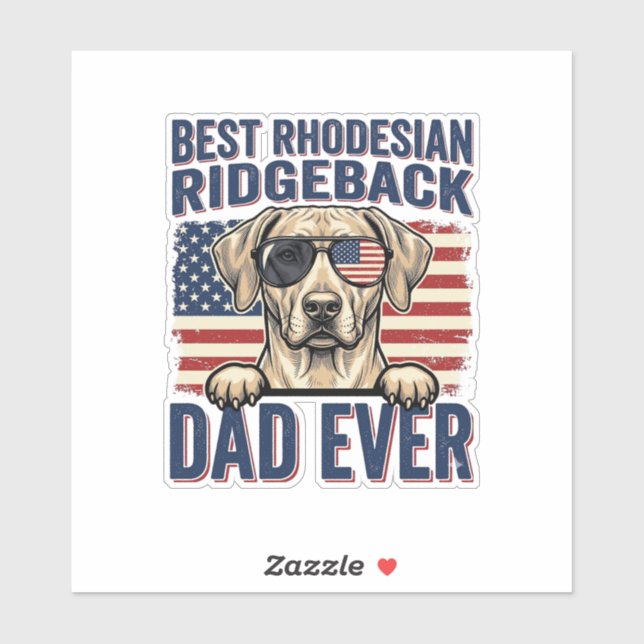 Sticker Meilleur Papa Rhodesian Ridgeback Vintage T-Shirt  (Feuille)