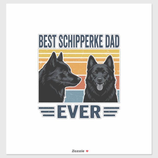 Sticker Meilleur Papa Schipperke Jamais Design Vectoriel R (Feuille)