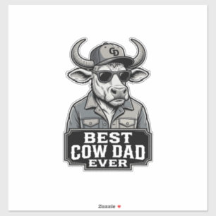 Sticker Meilleur papa vache jamais design de gravure vinta