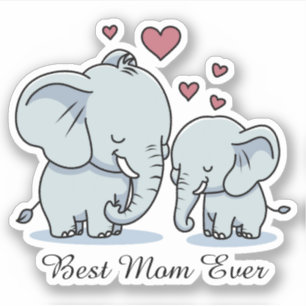 Sticker Meilleure Maman Ever Eléphants Et Coeurs