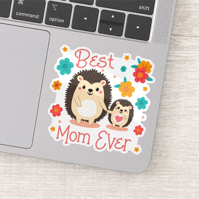 Sticker Meilleure Maman Jamais Mère Et Bébé Hérisson (Détail)