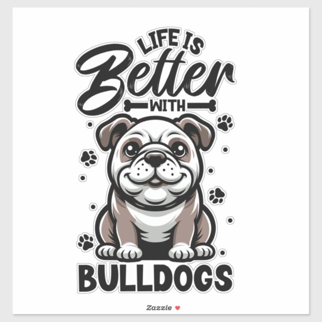 Sticker Meilleure vie avec Bulldog (Feuille)