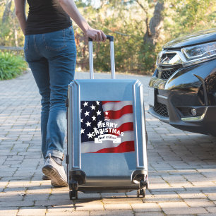 Sticker Meilleurs voeux Joyeux Noël États-Unis Drapeau Art