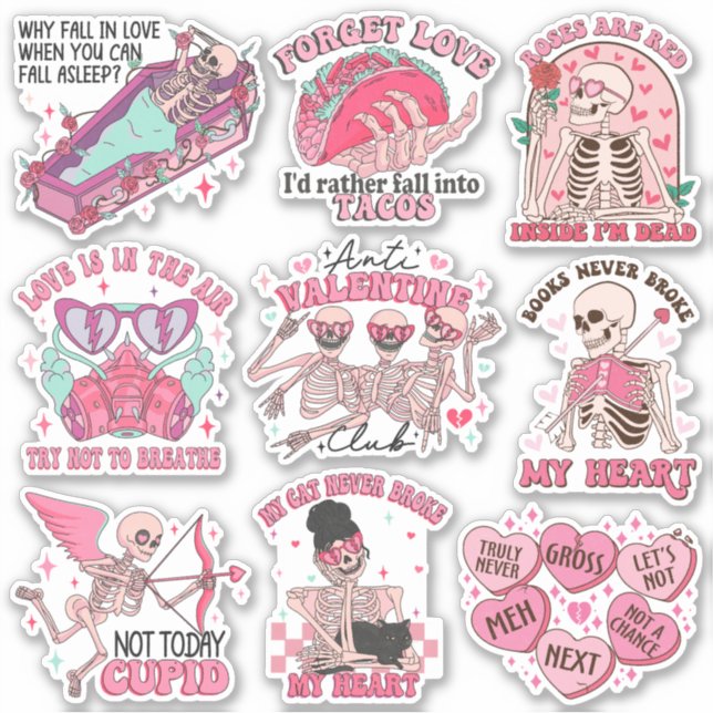 Sticker Mélange de Funny Retro Anti-Valentine Club Vinyl (Devant)