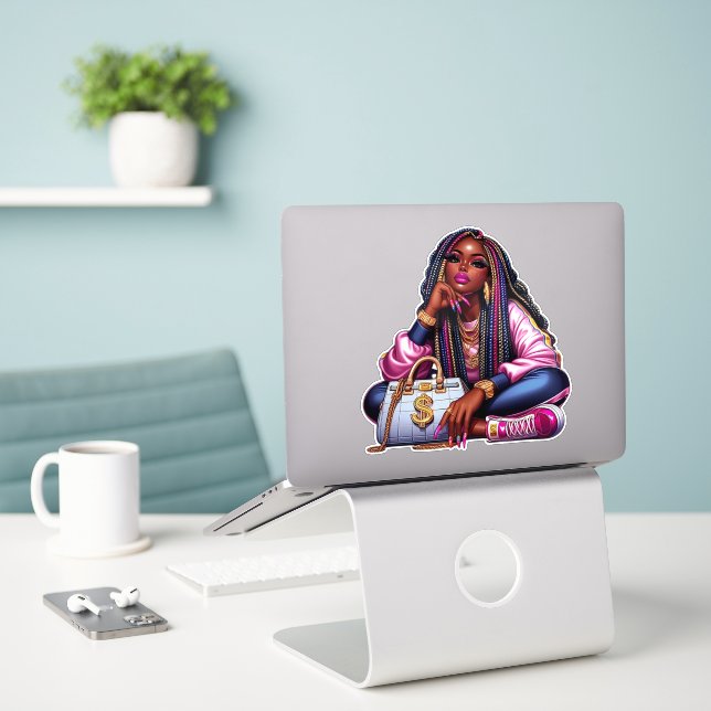 Sticker Melanin Hustler Hip hop afro-américaine (Ordinateur portable sur le bureau)