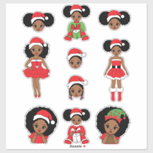 Sticker Melanin Noël Black Girl Xmas Magic Girls Fun