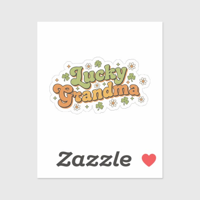 Sticker Mémé chanceuse Rétro 70 Groovy Script Fleur  (Feuille)