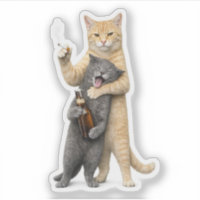 Mème de chat drôle stupide — Chat qui fume et boit