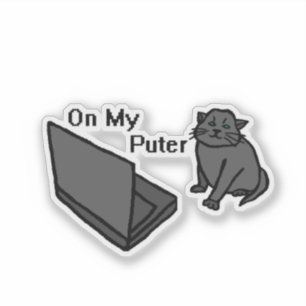 Sticker Mème drôle de chat sur mon ordinateur