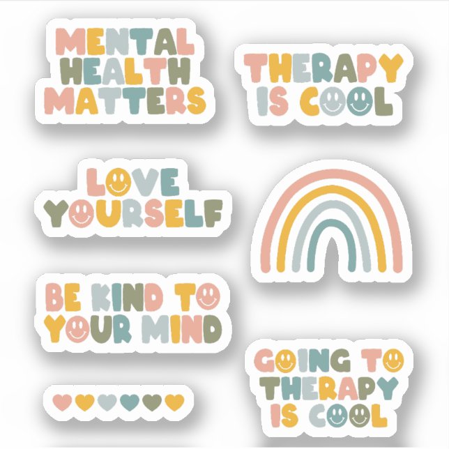 Sticker Mental Health Matters, pack santé mentale mignon (Devant)