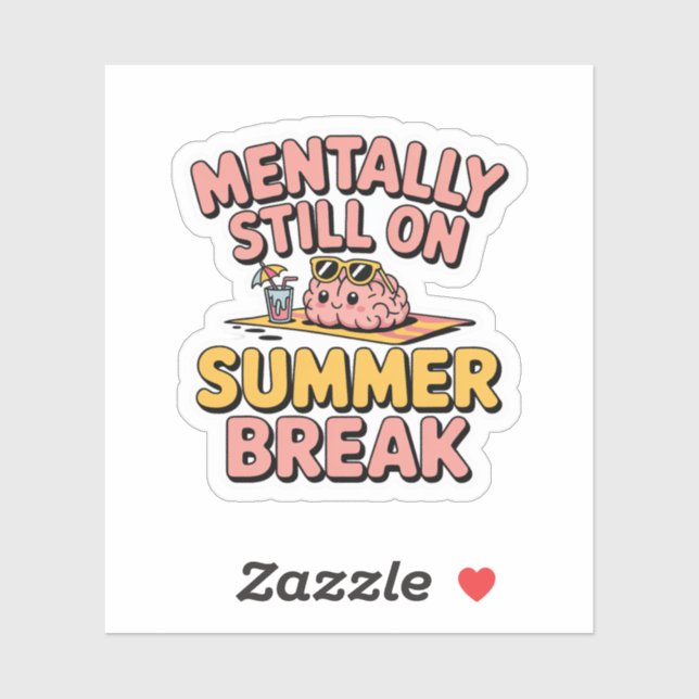 Sticker Mentalement encore en vacances d'été - Kawaii Lazy (Feuille)