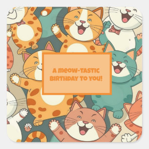 Sticker "Meow-tastic Birthday" avec Happy Cats