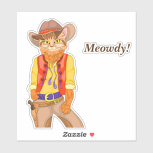 Sticker Meowdy ! Cat Cowboy