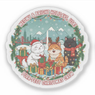 Sticker Meowy Christmas Cats – Bright Holiday Fun USA Stic