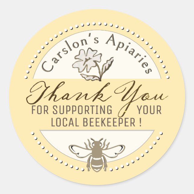 Sticker Merci avec Bee Honey Apiary Business (Devant)