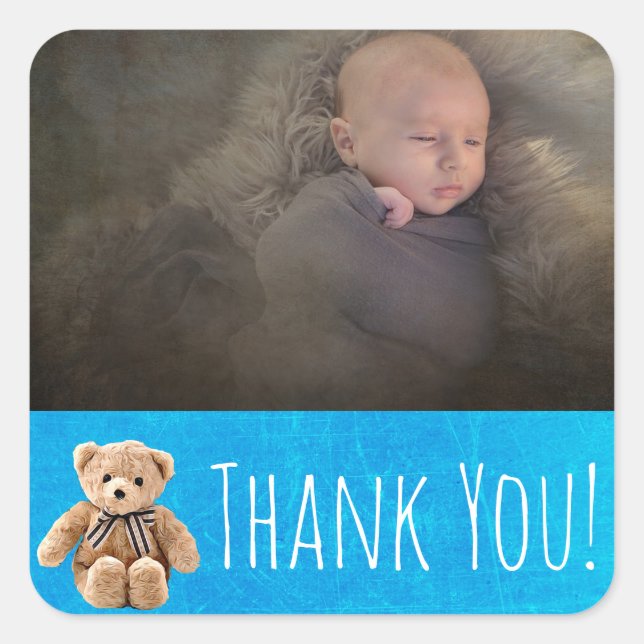 Sticker Merci avec la photo de votre bébé (Devant)