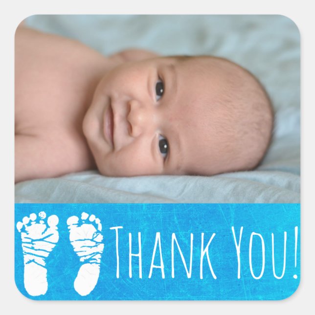 Sticker Merci avec la photo de votre bébé (Devant)