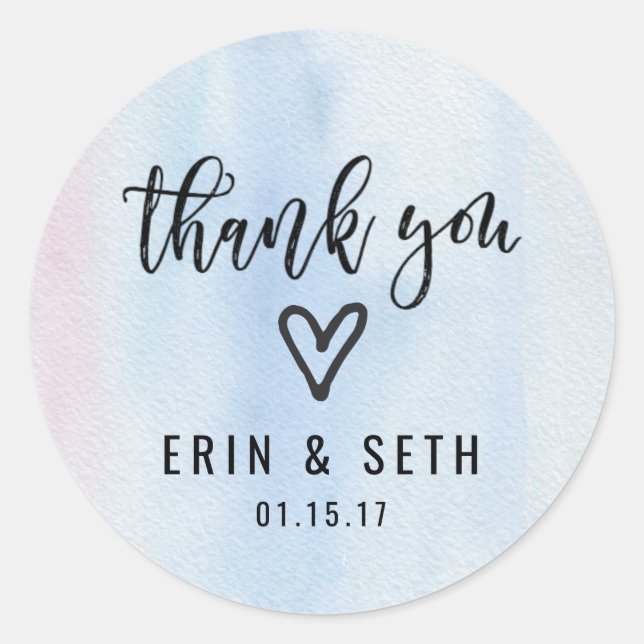 Sticker Merci bleu  d'aquarelle de mariage préféré (Devant)