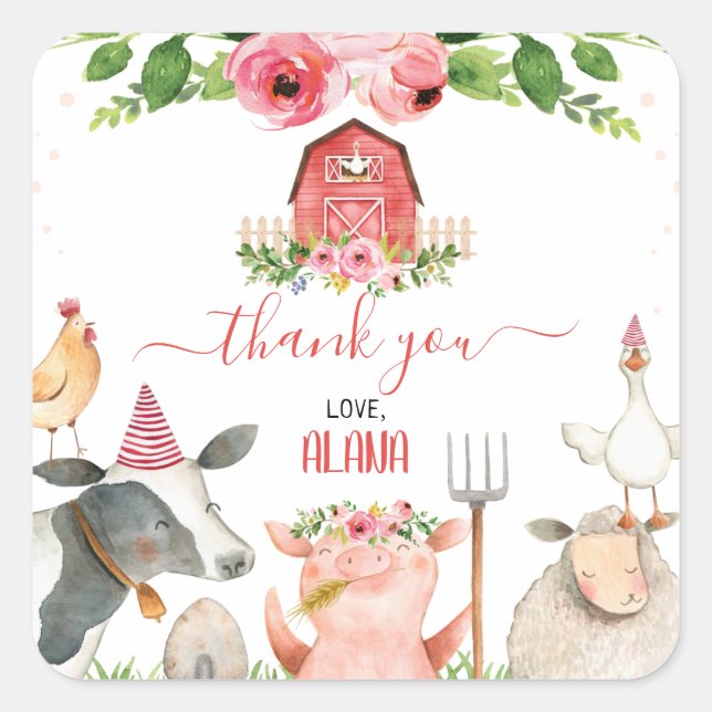 Sticker Merci d'anniversaire de la ferme Red Barn (Devant)