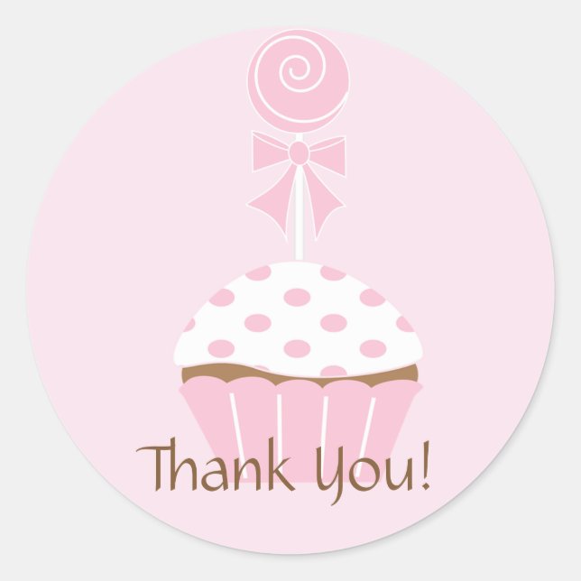 Sticker Merci d'anniversaire heureux Cupcake Lolli (Devant)