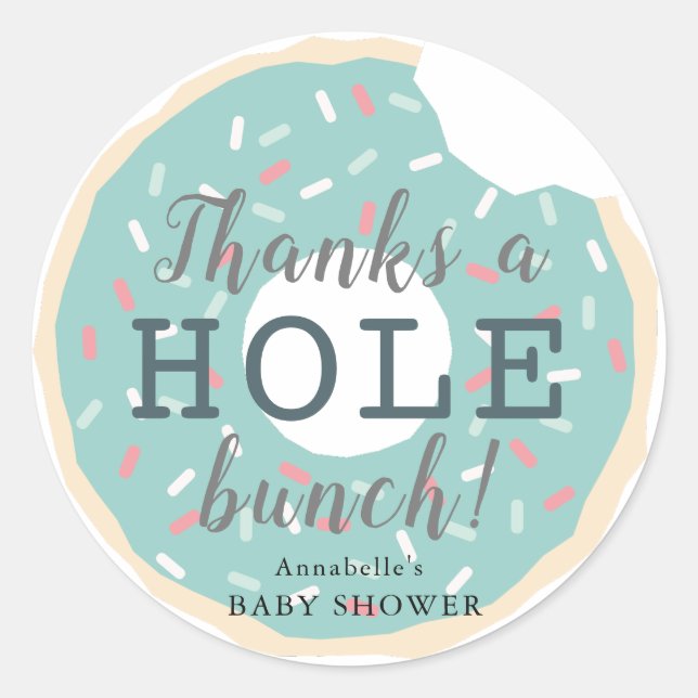 Sticker Merci de Baby shower de Donut vert (Devant)
