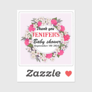 Sticker Merci de Baby shower floral coloré