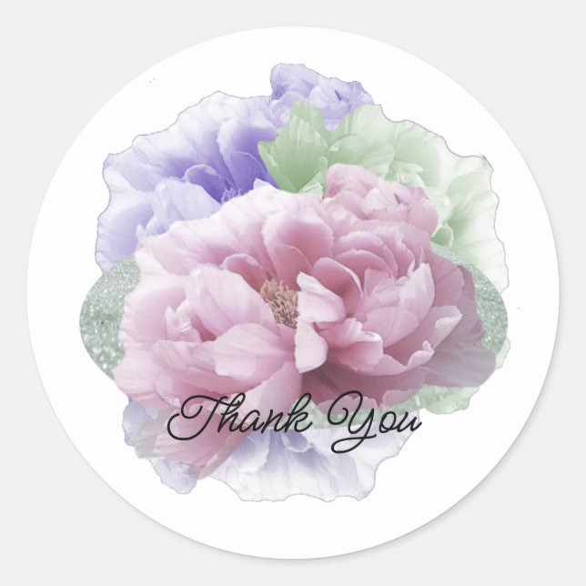 Sticker Merci de bouquet de pivoine florale (Devant)
