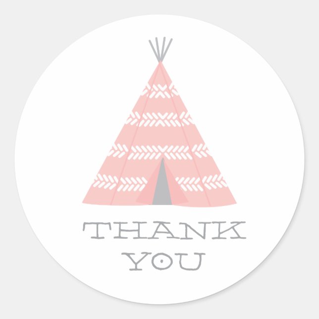 Sticker Merci de fête d'anniversaire Teepee (Devant)