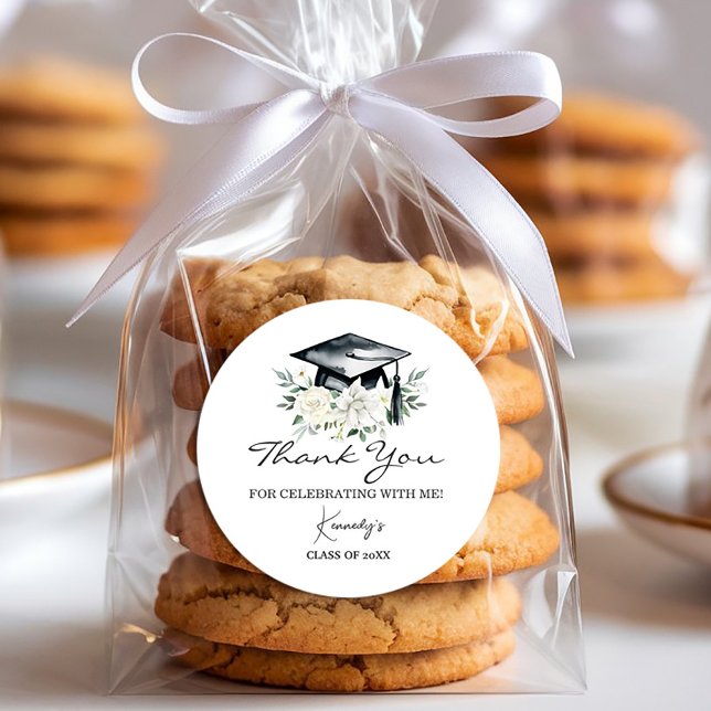 Sticker Merci de graduation élégant - Casquette no (Celebrate your achievement in style with this elegant graduation thank-you sticker! 🎓✨ #ClassOf2025)