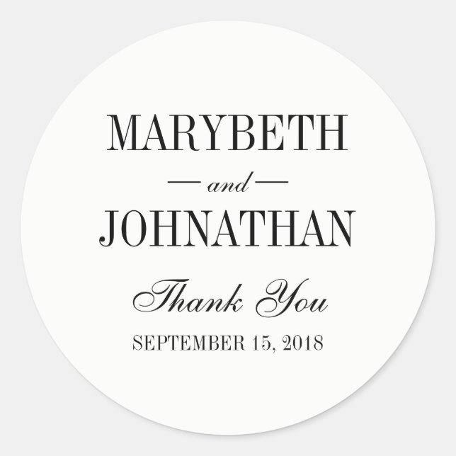 Sticker Merci de mariage simple et élégant Favor (Devant)