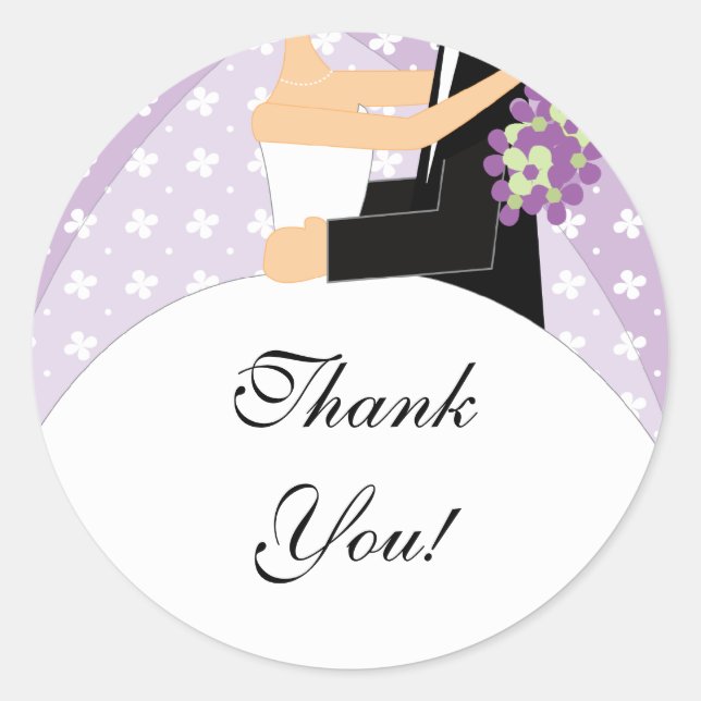Sticker Merci de mariée et de chambre Floral viole (Devant)
