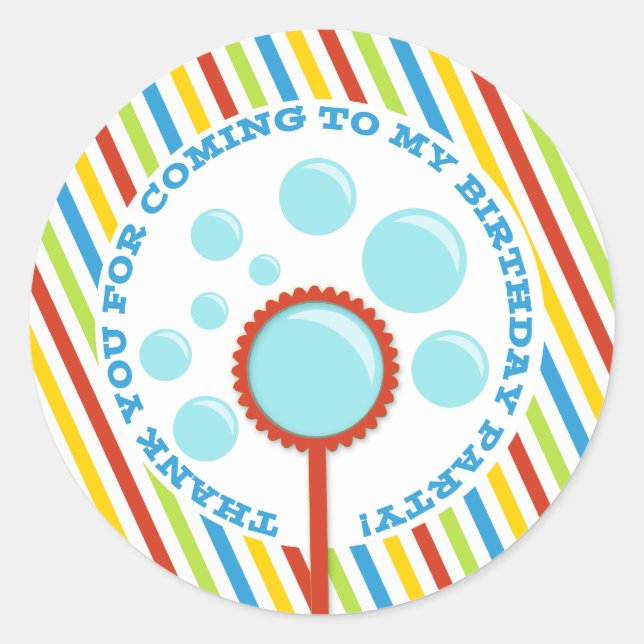 Sticker Merci du Boy's Bubble Party (Devant)