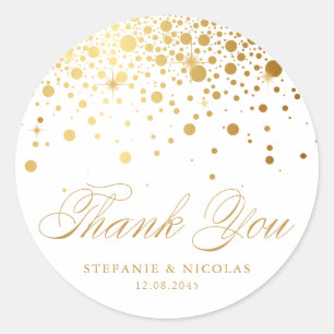 Sticker Merci Faux Gold Foil Confetti Dots