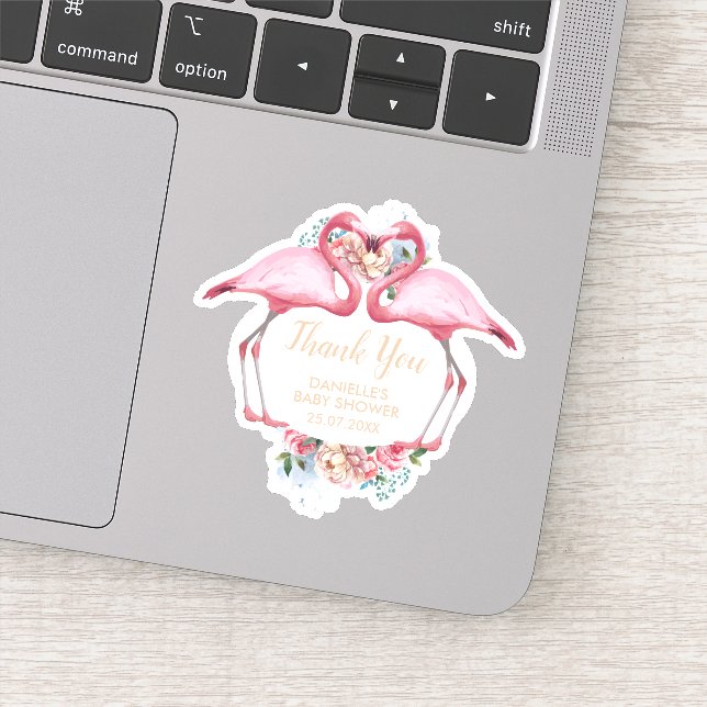 Sticker Merci Flamant rose rose Floral (Détail)