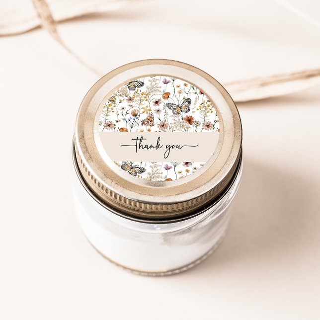 Sticker Merci fleur sauvage (Boho Wildflower Thank You Sticker by Painted Paperie
)