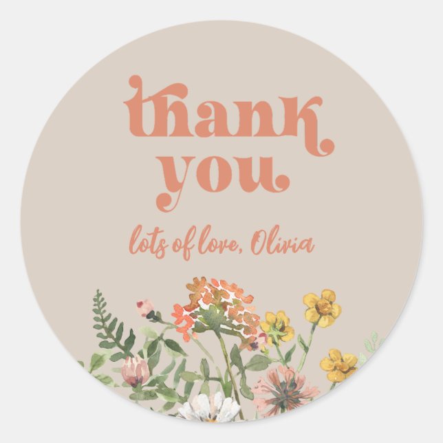 Sticker Merci Fleur sauvage aquarelle (Devant)