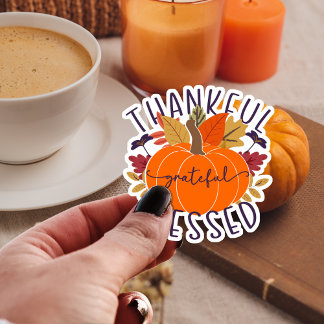 Sticker Merci gracieux béni Citrouille de Thanksgiving
