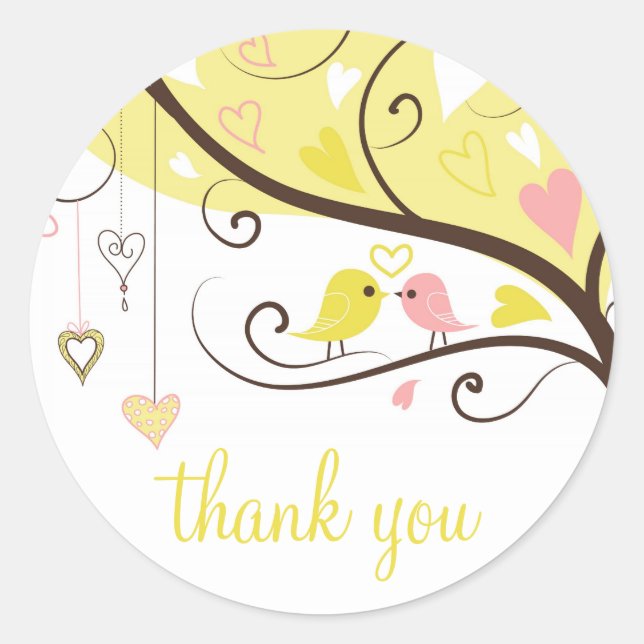 Sticker Merci Inséparable jaune et rose (Devant)