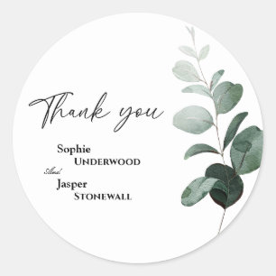 Sticker Merci Mariage blanc vert moderne