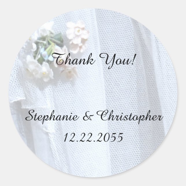 Sticker Merci, Mariage, Dentelle Vintage (Devant)