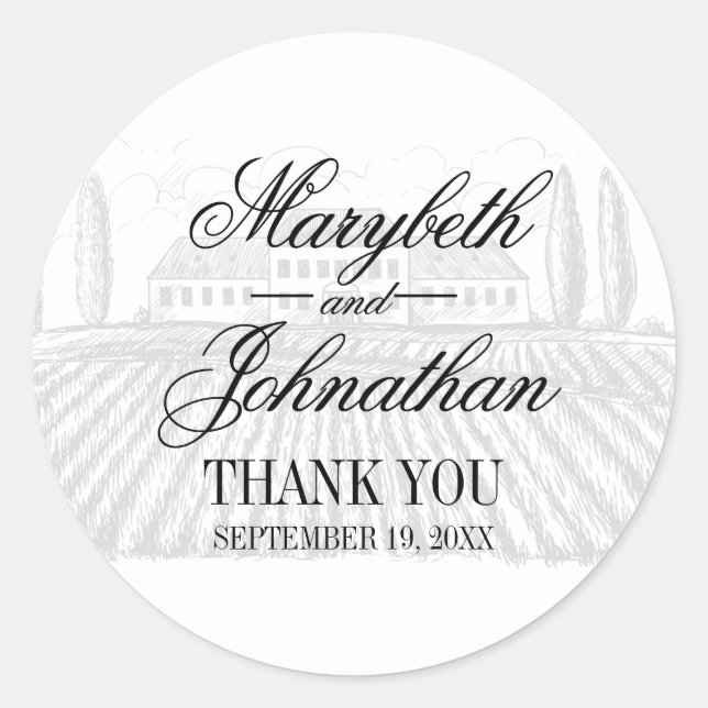 Sticker Merci Mariage Toile & Calligraphie (Devant)